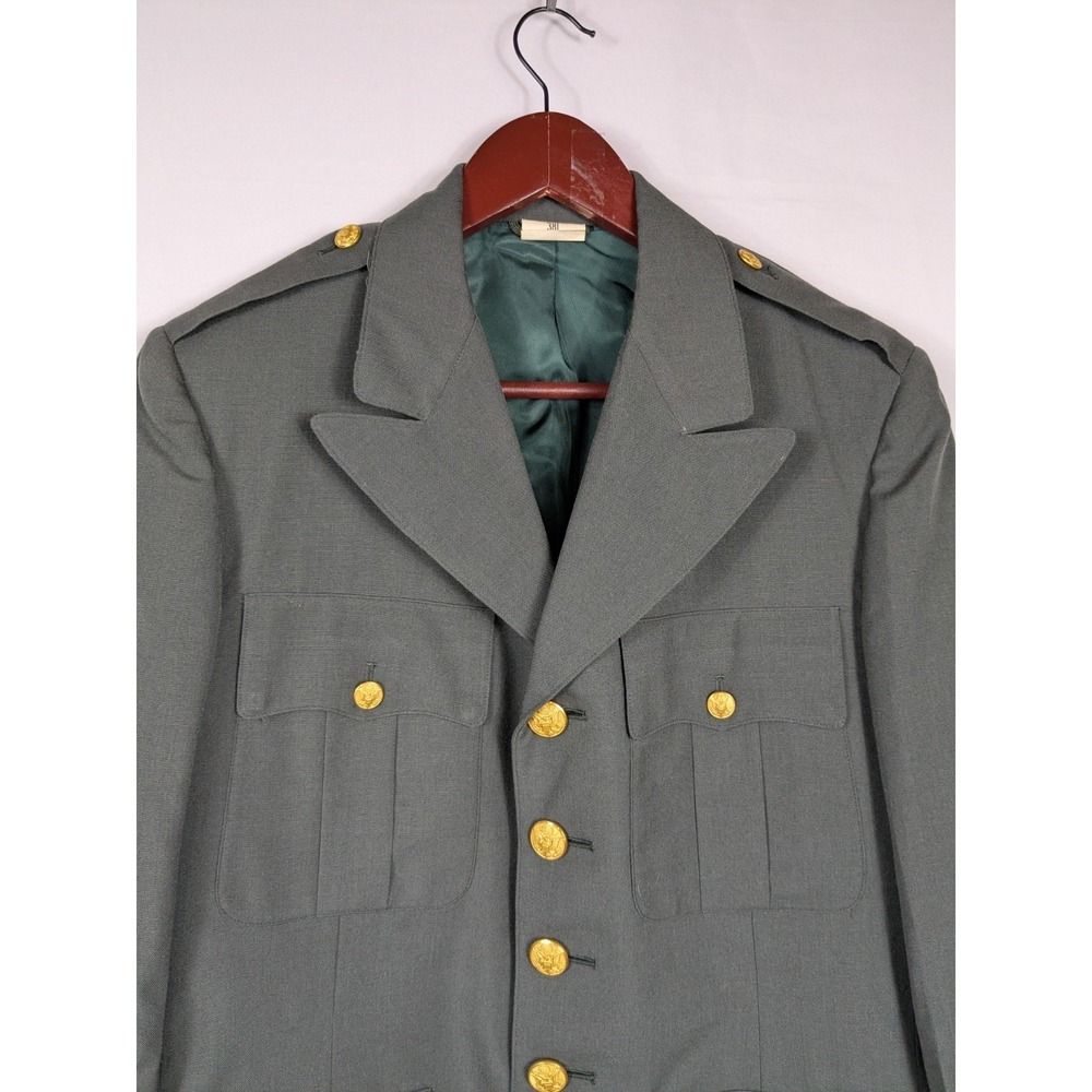 Vintage US Army Military Coat Jacket Mens 38L Green Class A Dress Uniform 2924 - Picture 2 of 10